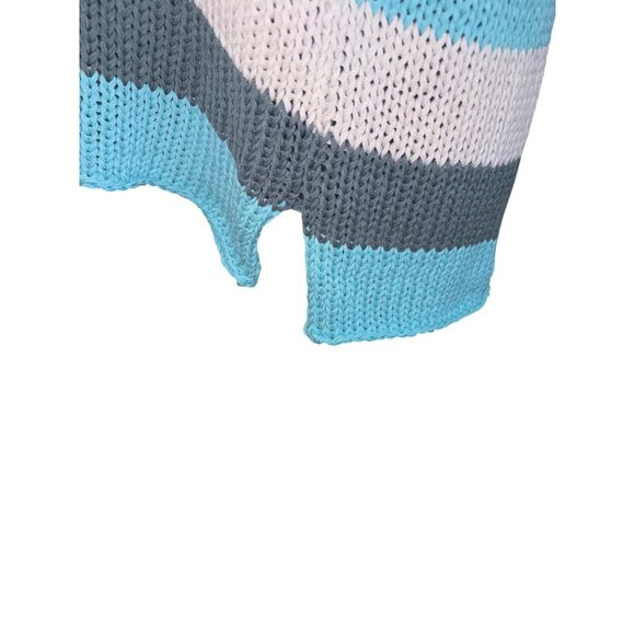 Wooden Ships Kenzie Blue Striped Open Knit Sweater M Sustainable Coastal Nautica - Picture 9 of 10